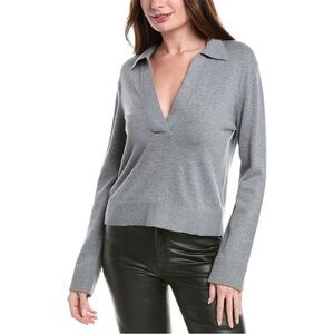 🩶 Simkhai Cashmere-Blend Polo Sweater in Grey. Size Small.